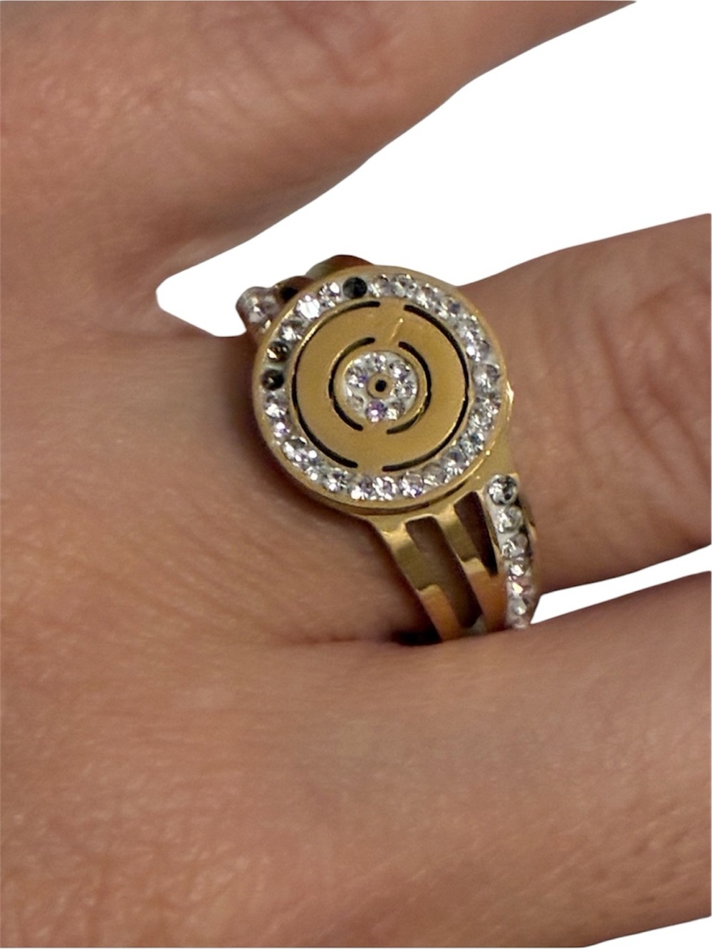 Vintage Gold Crystal Accent Open Circle Ring - Women - Size 9